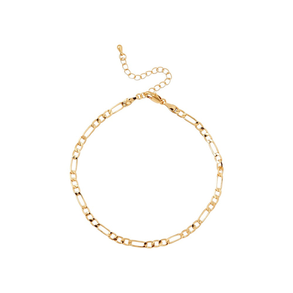 RED Gold Chain Anklet - Figaro 4mm