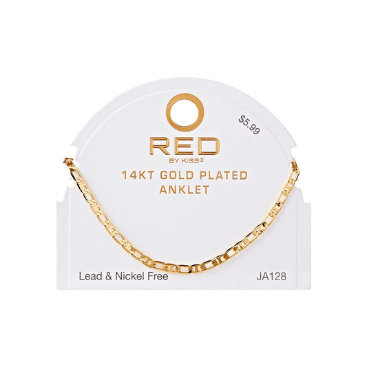 RED Gold Chain Anklet - Mixed Smooth 3mm