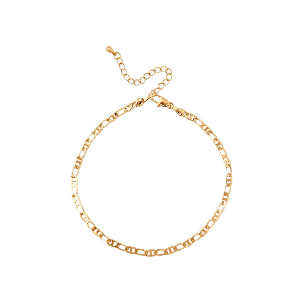RED Gold Chain Anklet - Mixed Smooth 3mm
