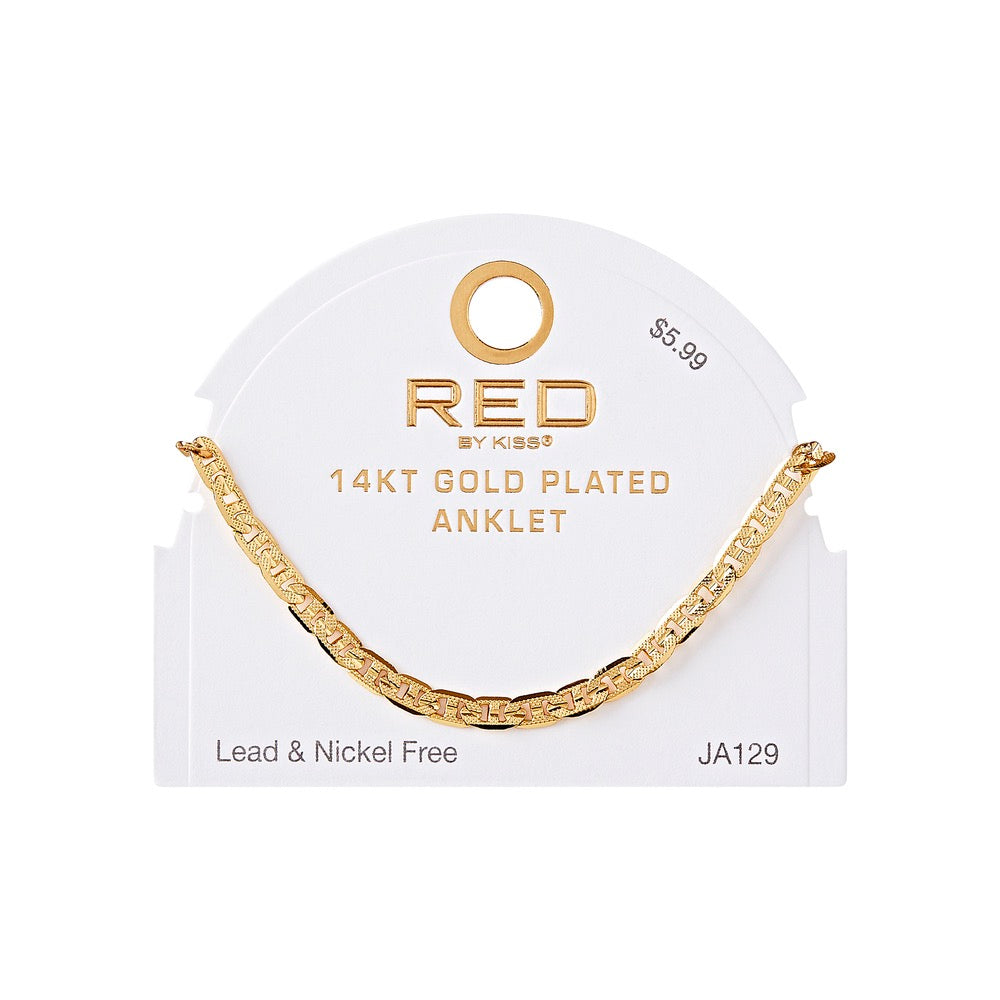 RED Gold Chain Anklet - Anchor TX 4.6mm