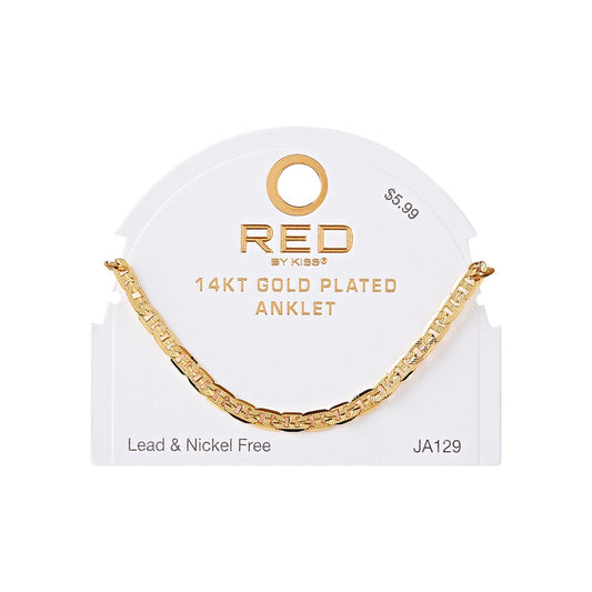 RED Gold Chain Anklet - Anchor TX 4.6mm
