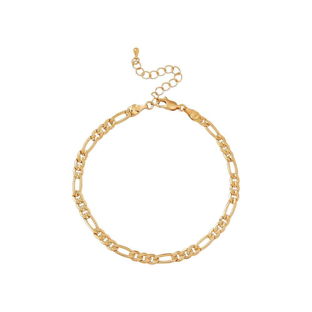 RED Gold Chain Anklet - Figaro TX 5.2mm