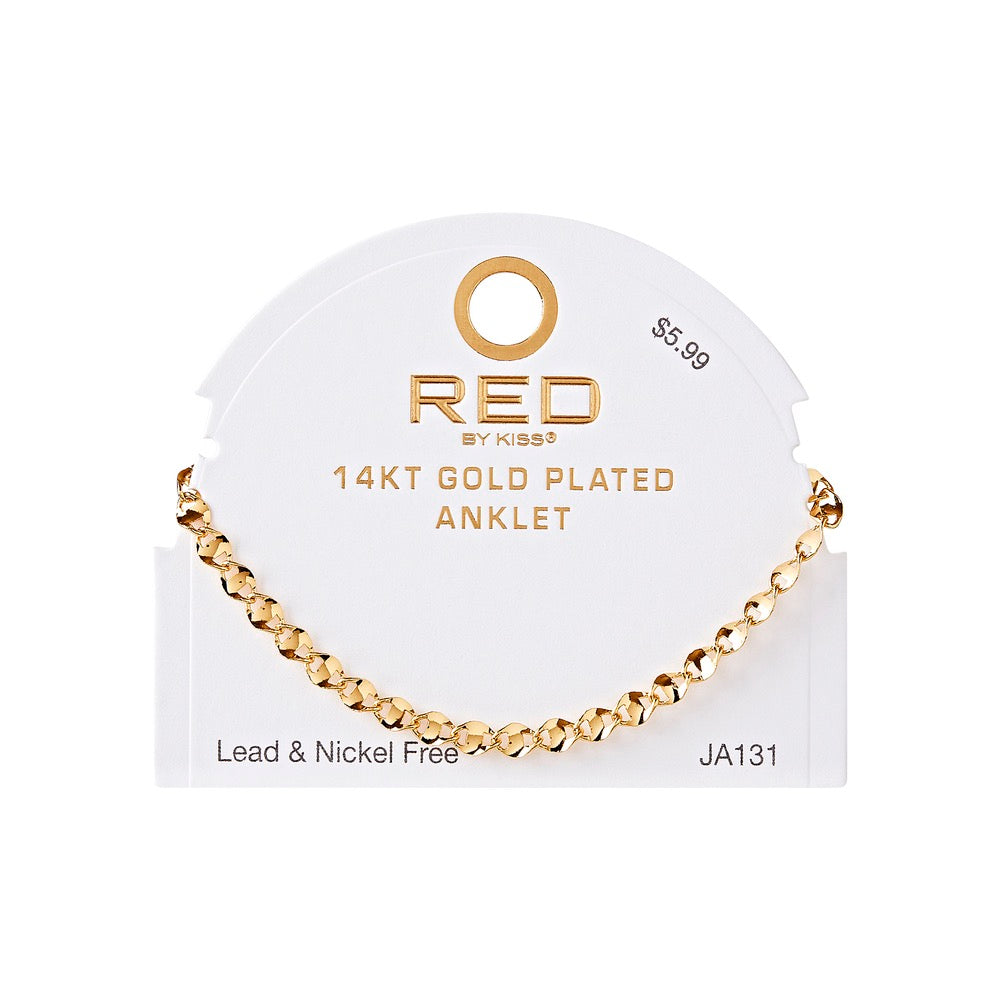 RED Gold Chain Anklet - KY Anchor 4mm