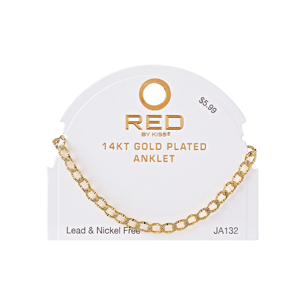 RED Gold Chain Anklet -Oval TX 4.7mm