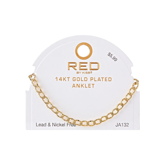 RED Gold Chain Anklet -Oval TX 4.7mm