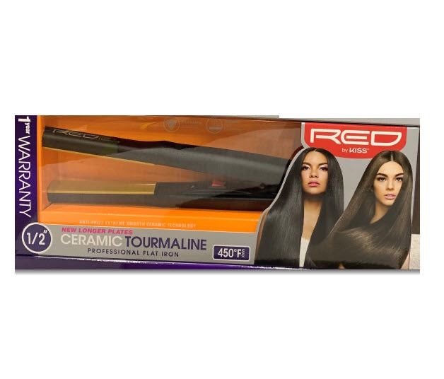 Red Ceramic Tourmaline Flat Iron 1/2"