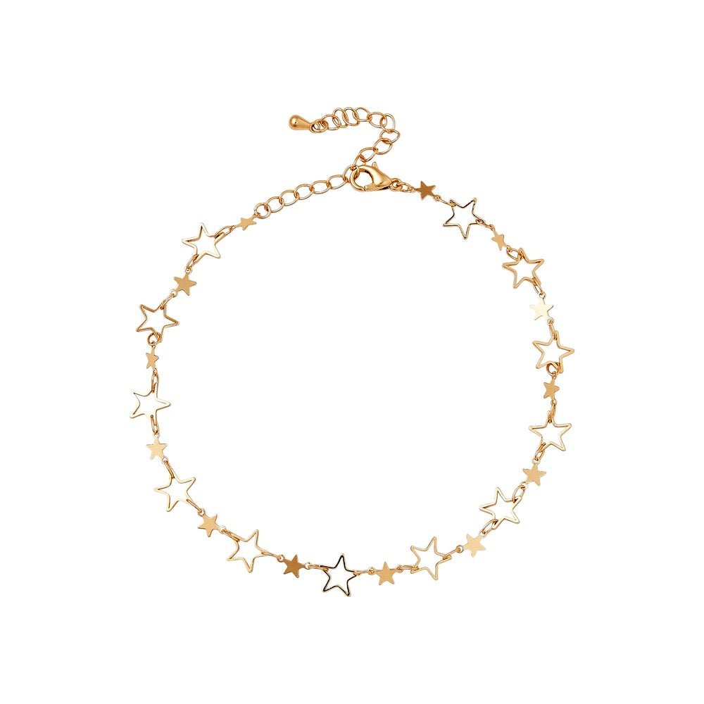 RED Gold Fashion Anklet - Linked Star