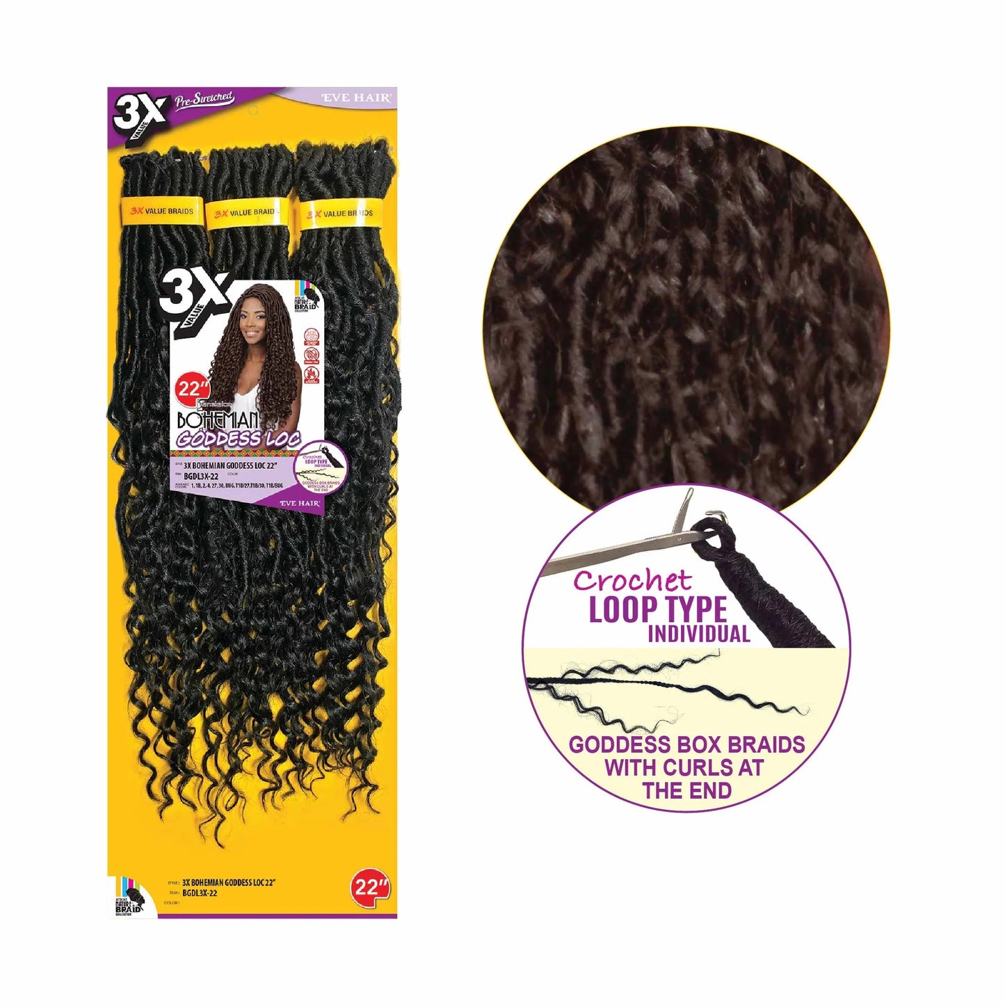 EVE 3X BOHO HIPPIE GODDESS LOC 22"