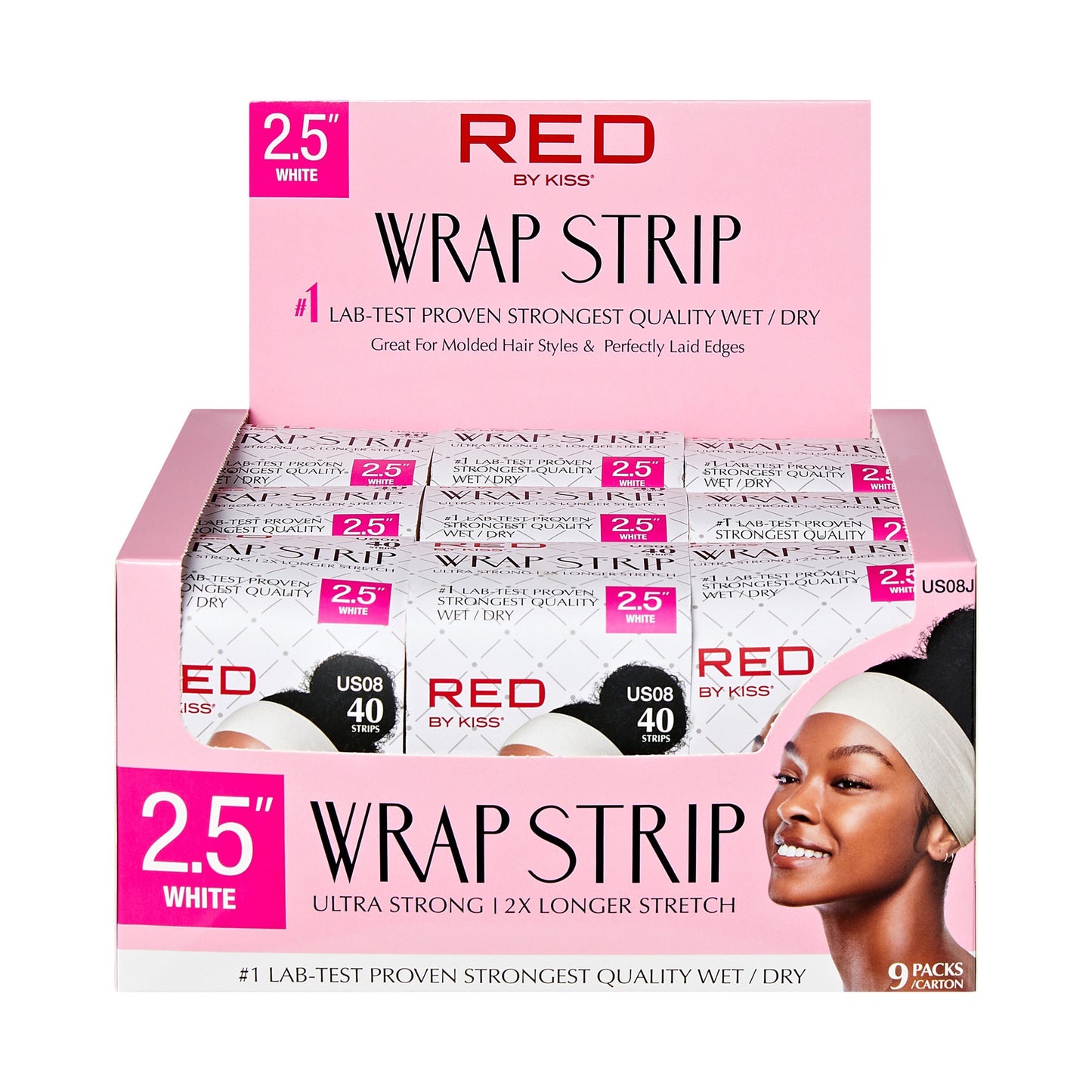 RED Wrap Strips White 2.5" Wide Carton (9 Packs)