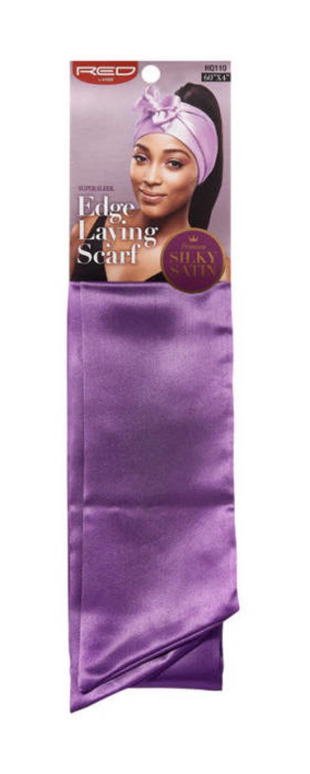 Red Silky Satin Edge Scarf Purple