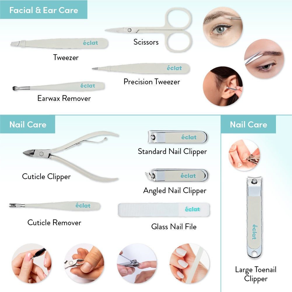 Eclat Essence Mini Mani Pedi Set 10 PC Cream