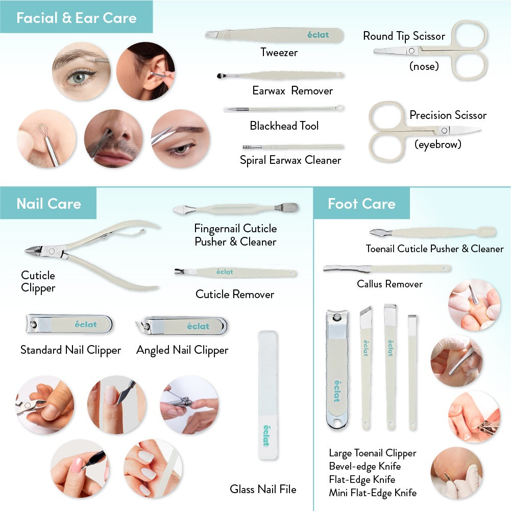 Eclat Essence Large Mani Pedi Set 18 PC Cream