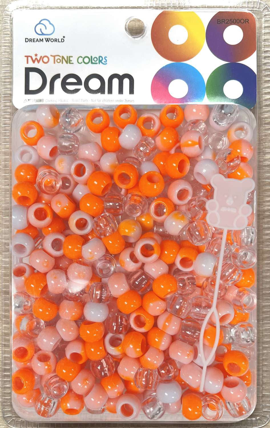 DREAM BEAD 14MM TWO TONE 48PC C/ ORANGE