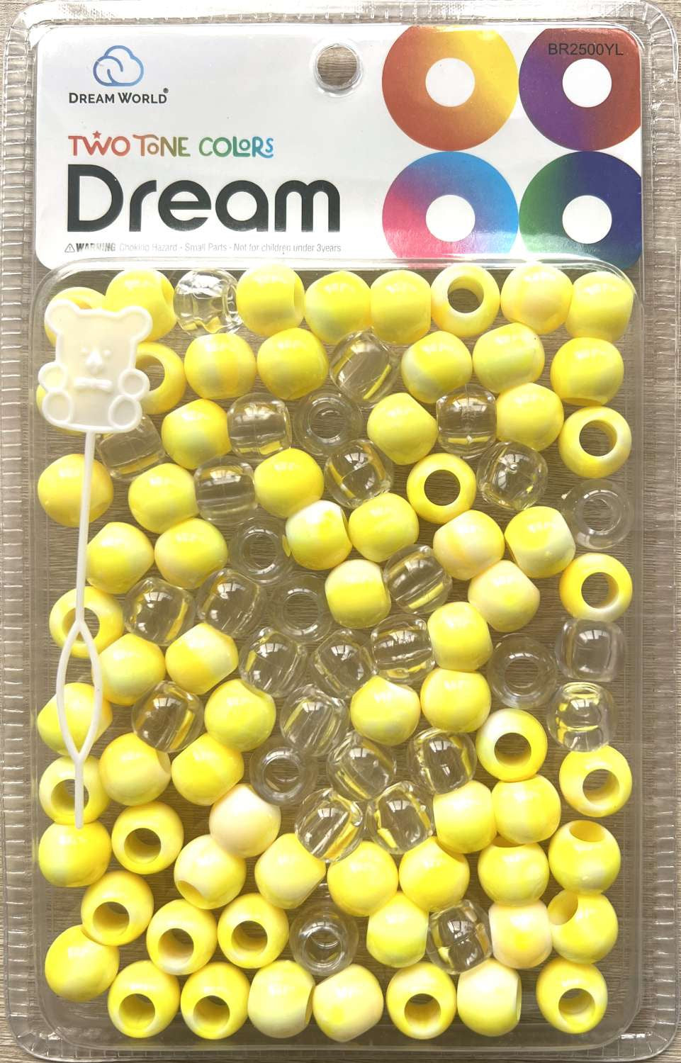 DREAM BEAD 14MM TWO TONE 48PC C/ YELLOW