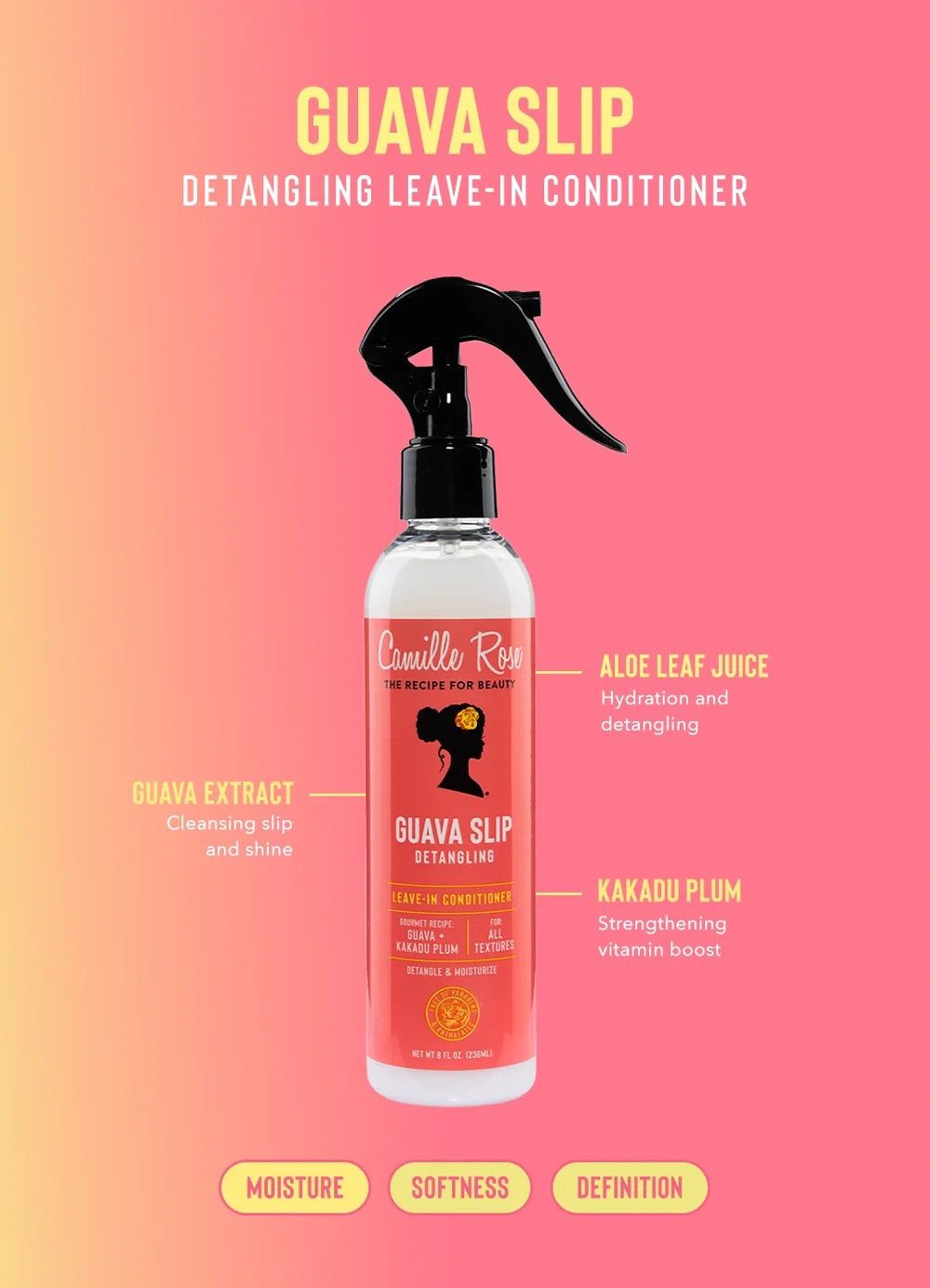 Camille Rose Guava Slip Leave In Conditioner 8 oz