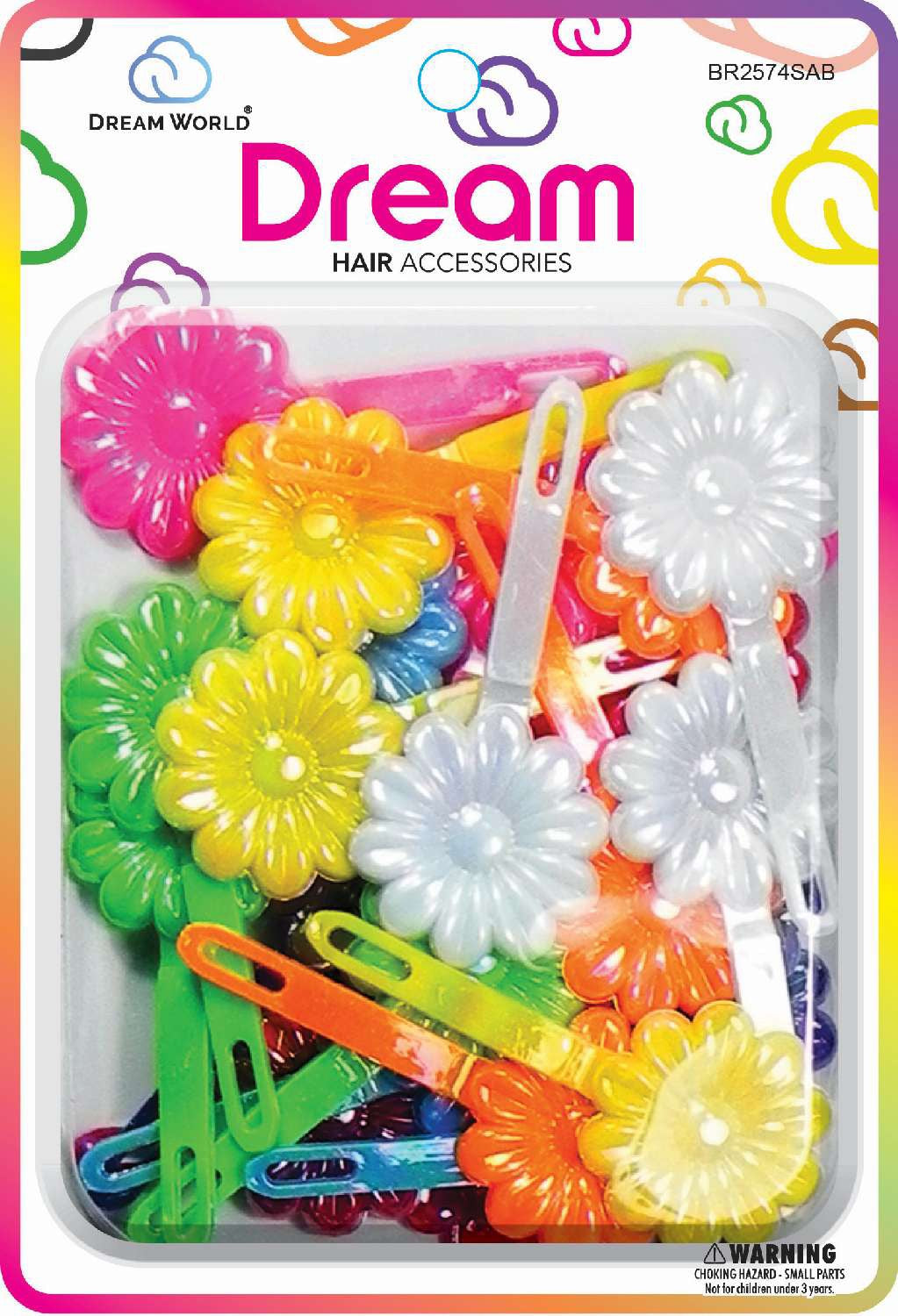 DREAM BARRETTES #74 DAISY 12PC SOLID AURORA BOREALIS