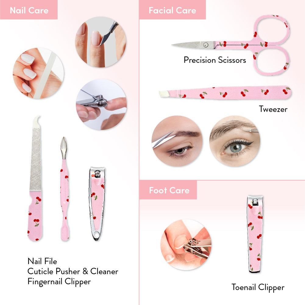 Eclat Essence Mini Mani Pedi Set 6 PC Cherry Print