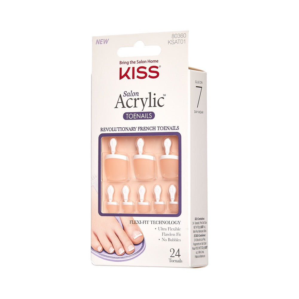 Kiss Salon Acrylic French Toenail - Walk Away