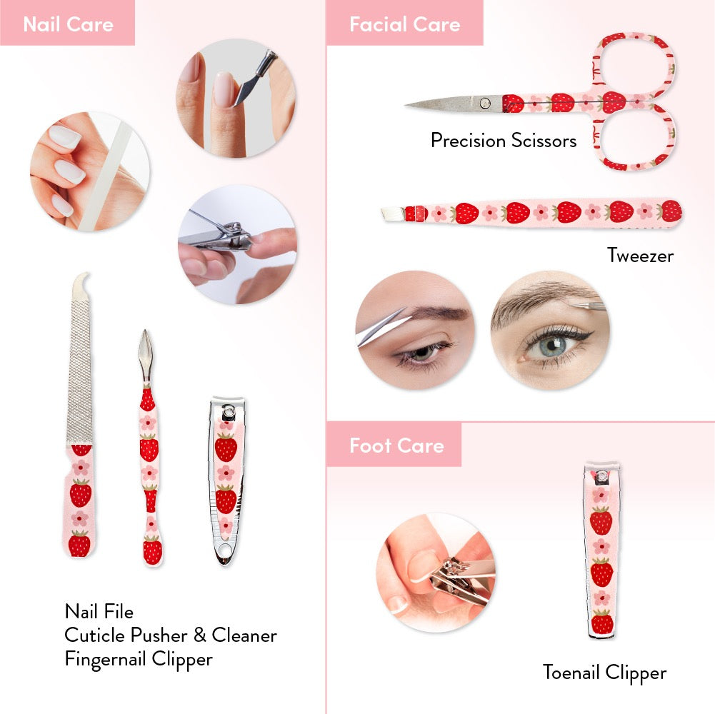 Eclat Essence Mini Mani Pedi Set 6 PC Berry Print