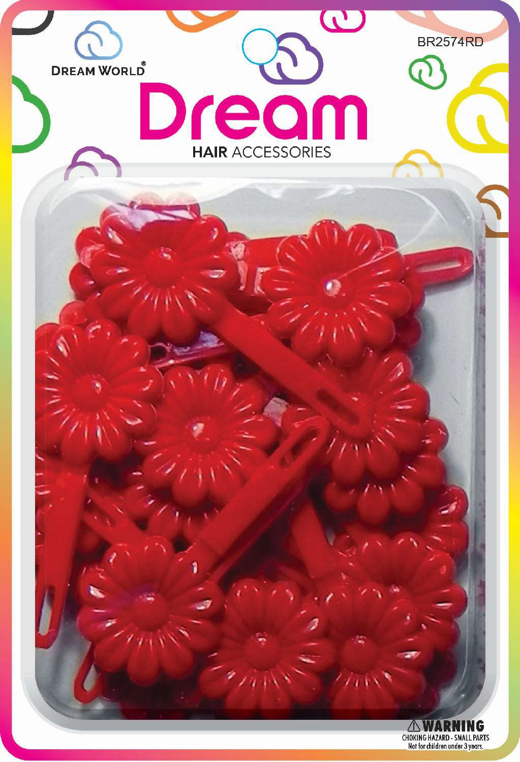 DREAM BARRETTES #74 DAISY 12PC RED