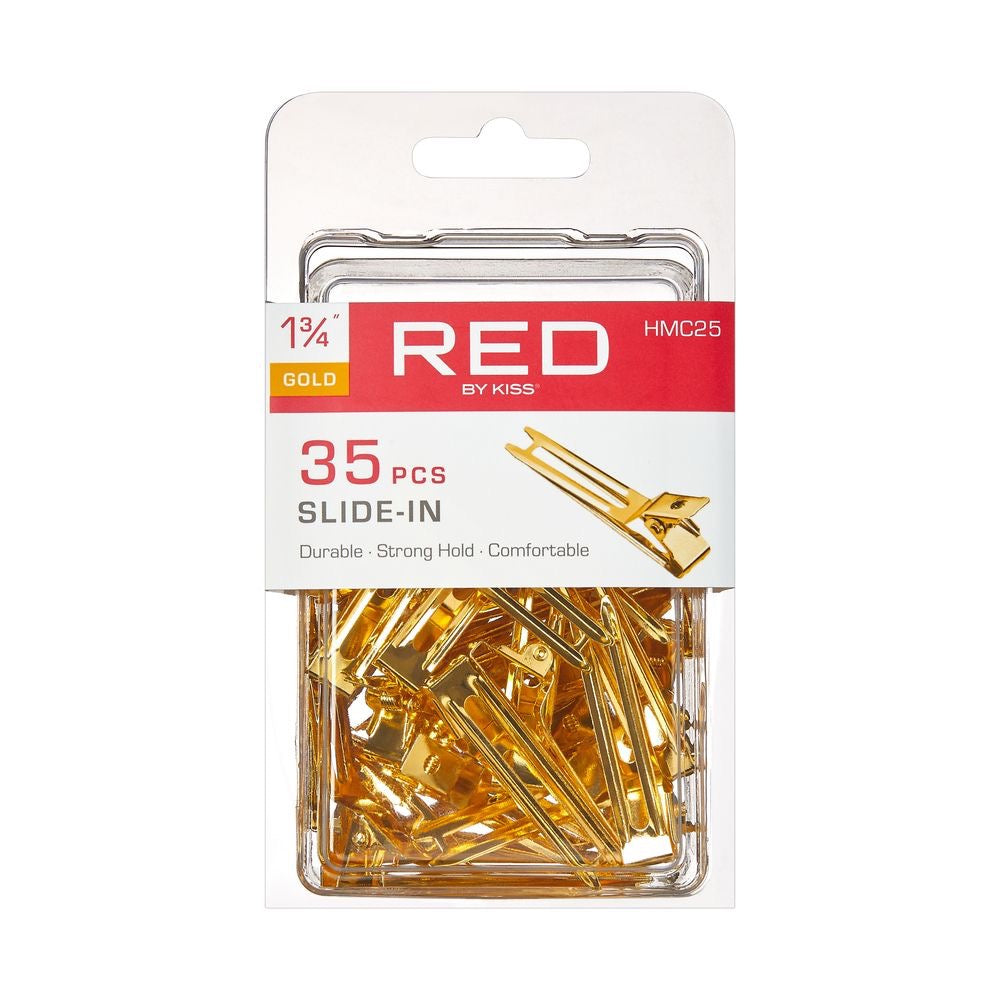 RED Slide In Clip Double Prong 35 pcs Gold Color