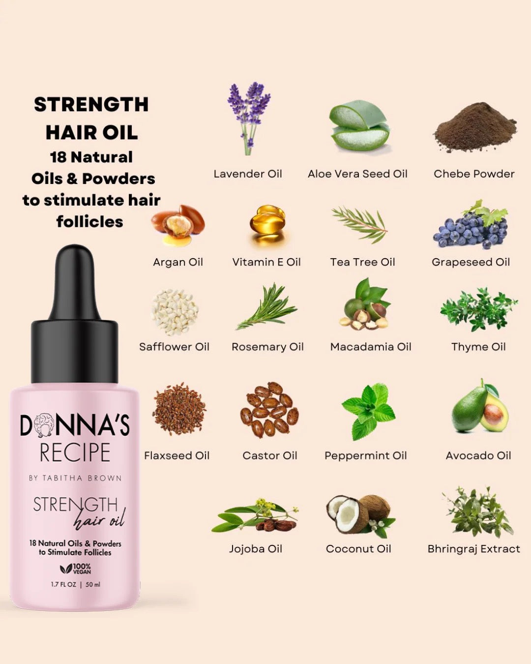 Donna's Recipe Strength Hair Oil 1.7 oz