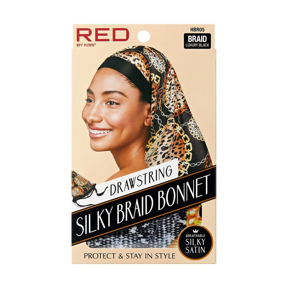 RED Wide Edge Braid Bonnet Leo/Lux Black