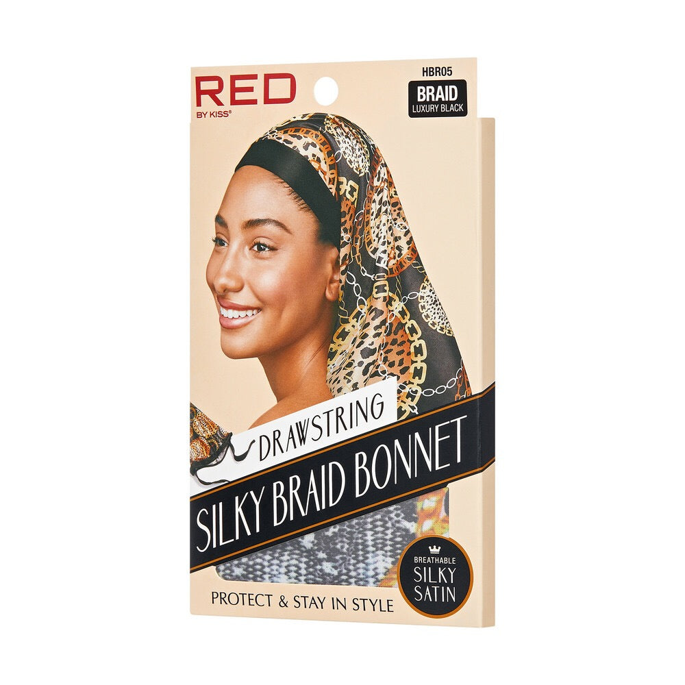 RED Wide Edge Braid Bonnet Leo/Lux Black