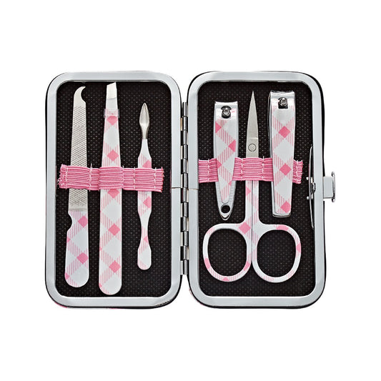 Eclat Essence Mini Mani Pedi Set 6 PC Plaid Print