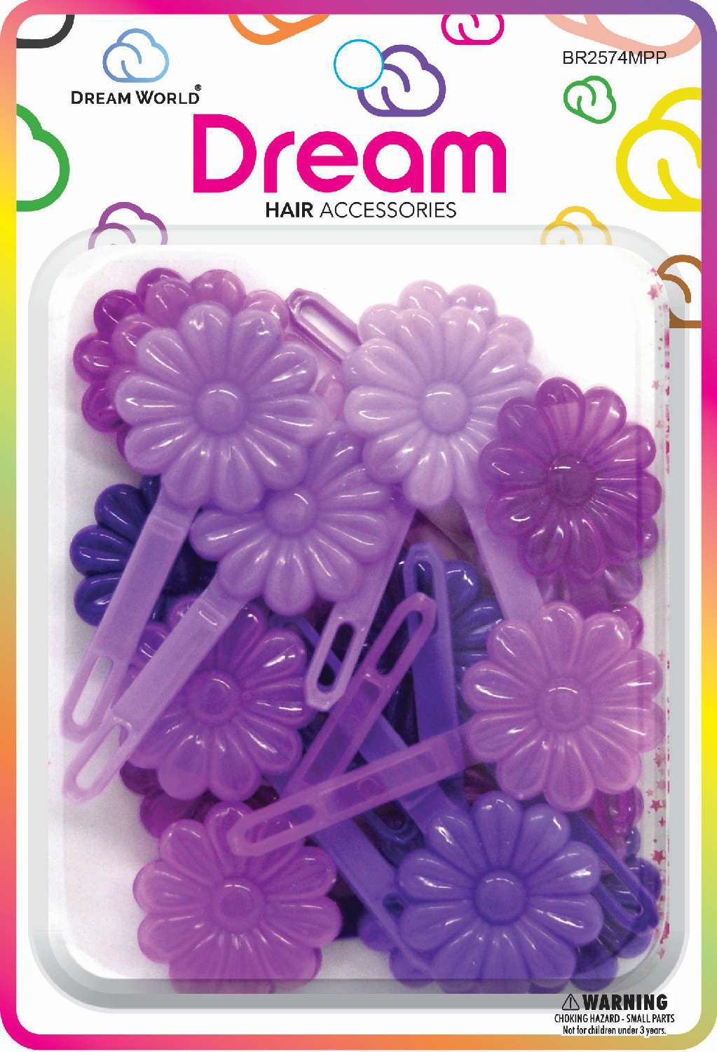 DREAM BARRETTES #74 DAISY 12PC PURPLE MIX