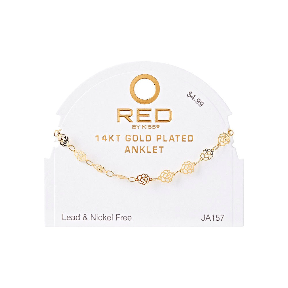 RED Gold Fashion Anklet - Dainty Rose