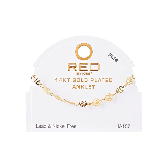 RED Gold Fashion Anklet - Dainty Rose
