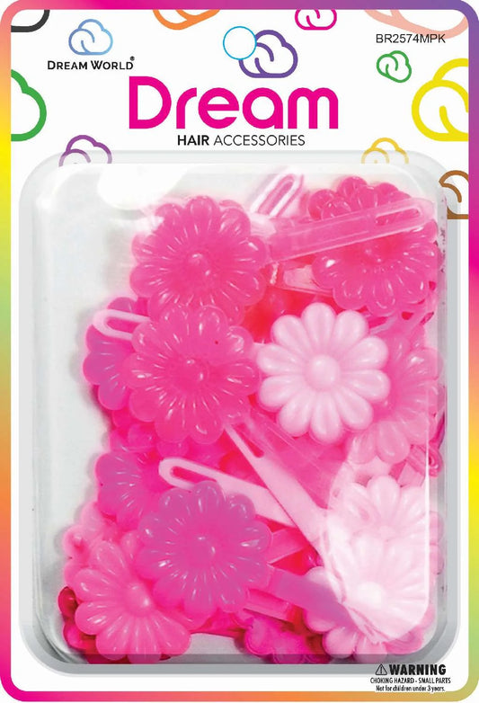 DREAM BARRETTES #74 DAISY 12PC PINK MIX