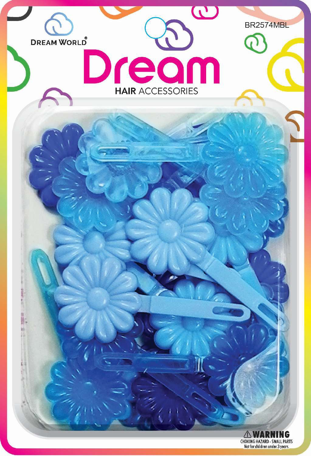 DREAM BARRETTES #74 DAISY 12PC BLUE MIX