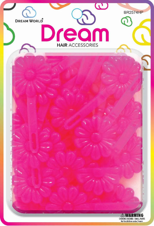 DREAM BARRETTES #74 DAISY 12PC HOT PINK