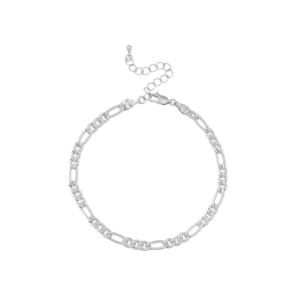 RED Arria White Gold Tone Fashion Anklet - Figaro TX 5.2MM
