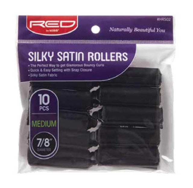 RED Silky Satin Rollers Medium 7/8"