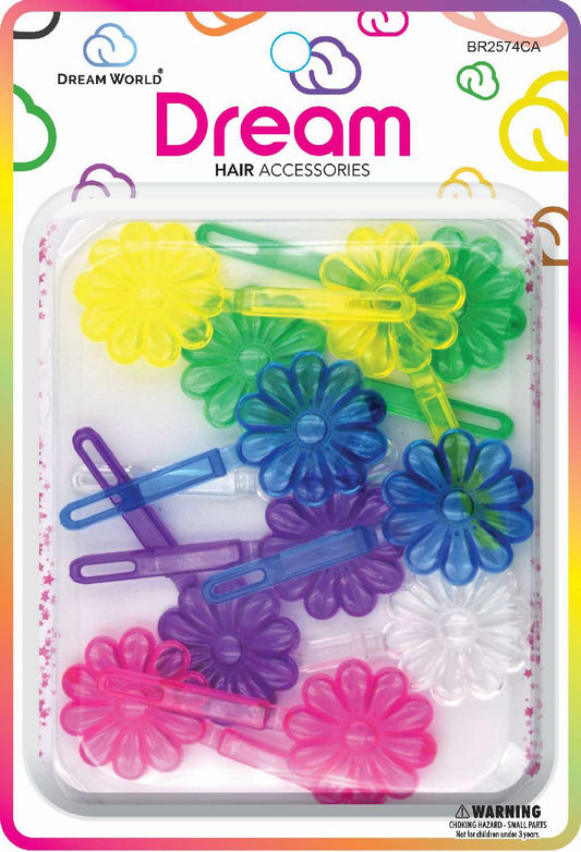 DREAM BARRETTES #74 DAISY 12PC CLEAR ASSORTED