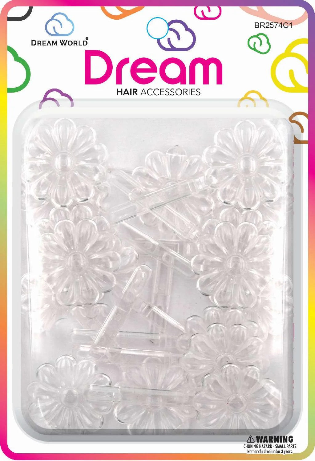 DREAM BARRETTES #74 DAISY 12PC CLEAR