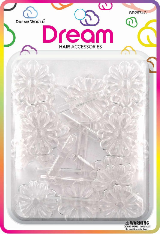 DREAM BARRETTES #74 DAISY 12PC CLEAR