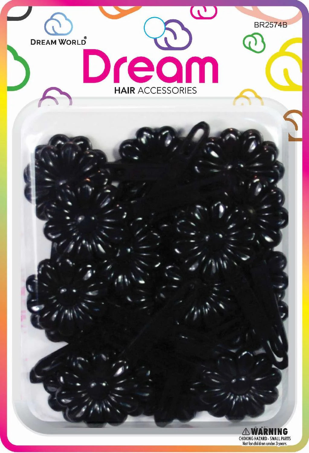 DREAM BARRETTES #74 DAISY 12PC BLACK