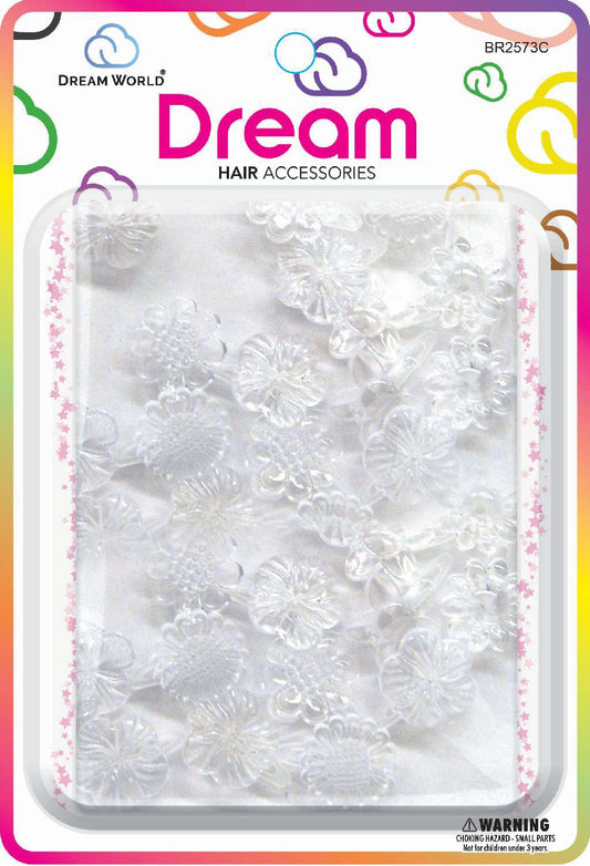 DREAM BARRETTES #72 SUNFLOWER MINI 20PC CLEAR