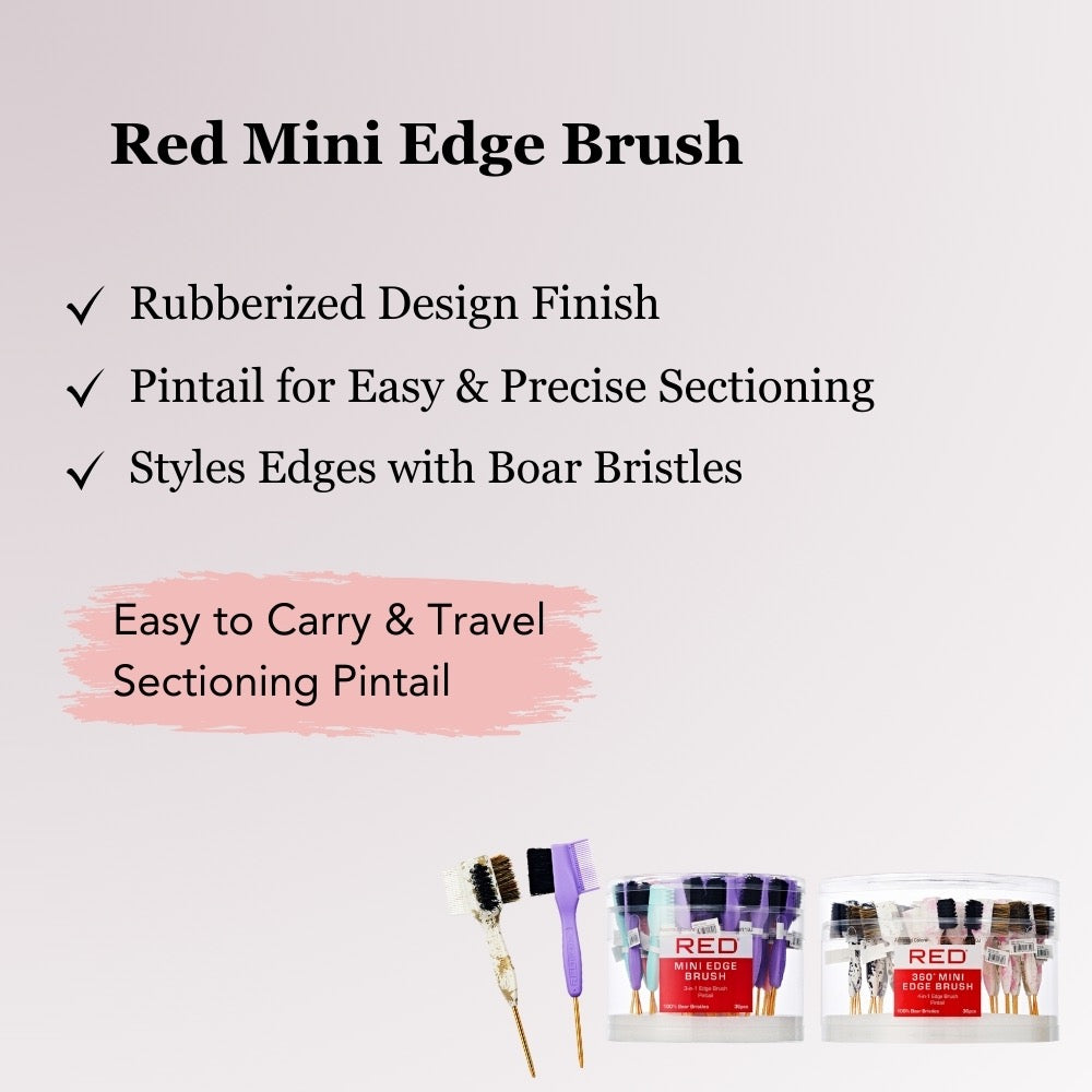 RED 360 Degree Mini Edge Brush Design Assorted (Each)