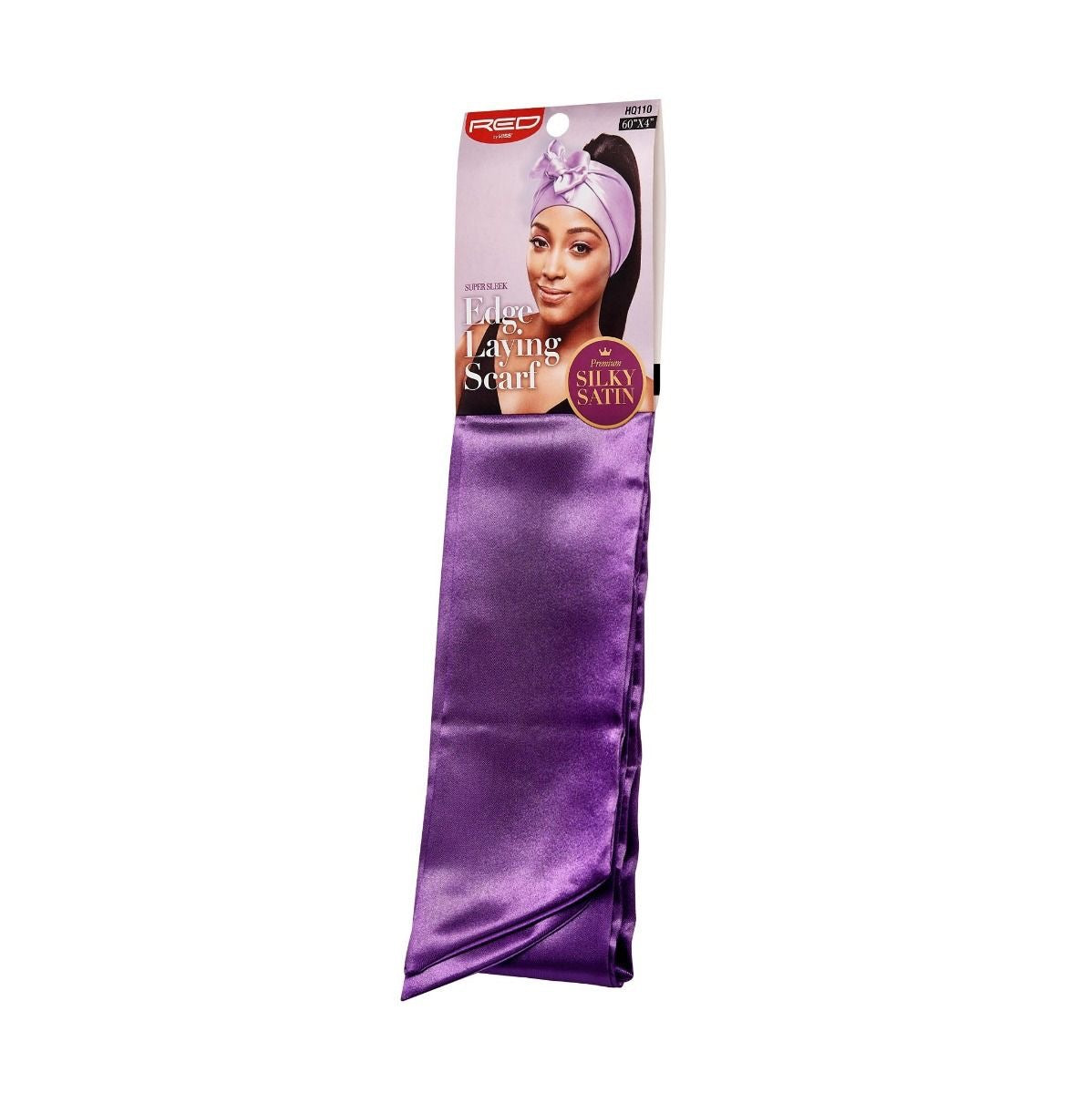 Red Silky Satin Edge Scarf Purple