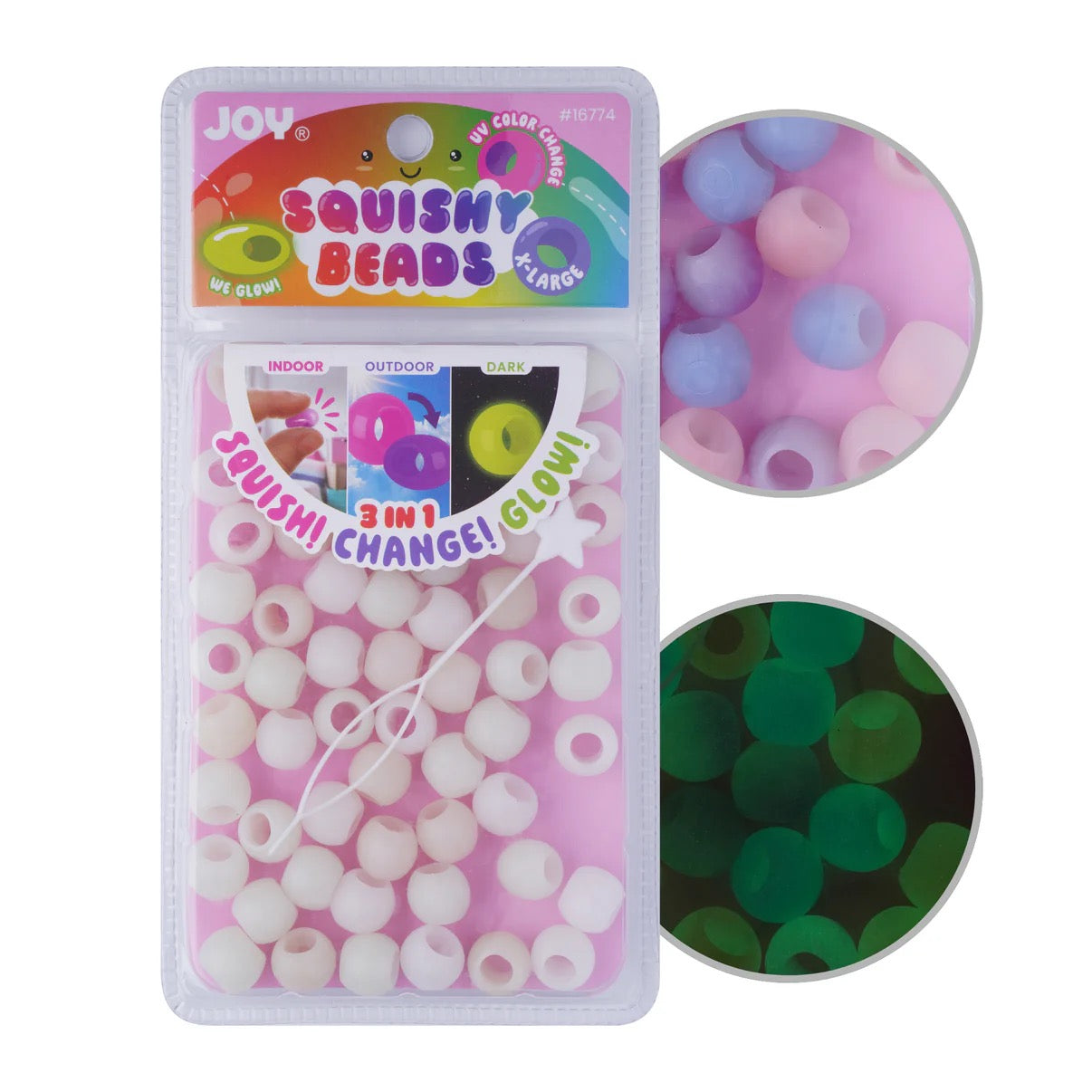 Joy Hair Beads Round Squishy X Large 16774 UV White