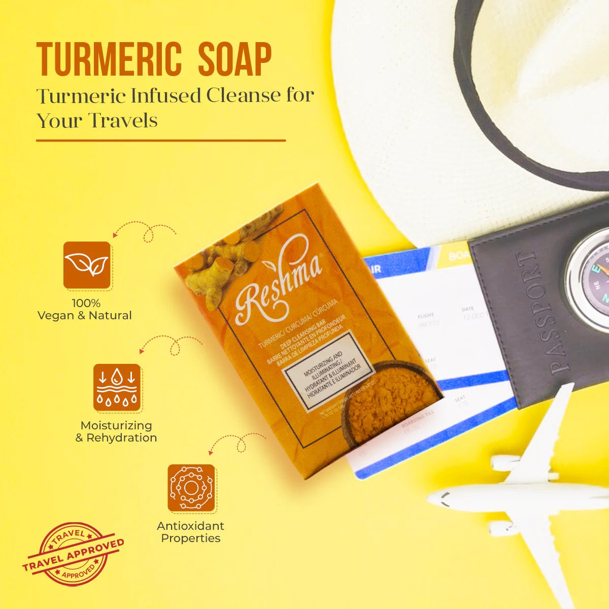 Reshma Tumeric Bar Soap Travel Size 1.76 oz