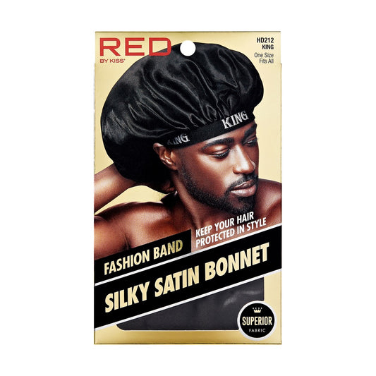 Red Mens Silky Satin Elastic Bonnet King