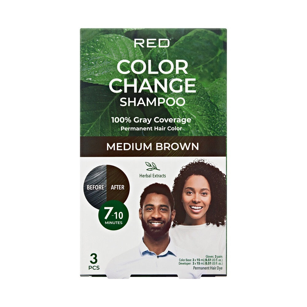 KISS Color Change Shampoo 3 Pouches Medium Brown