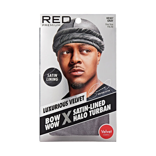 RED Satin Lined Halo Turban Velvet - Gray