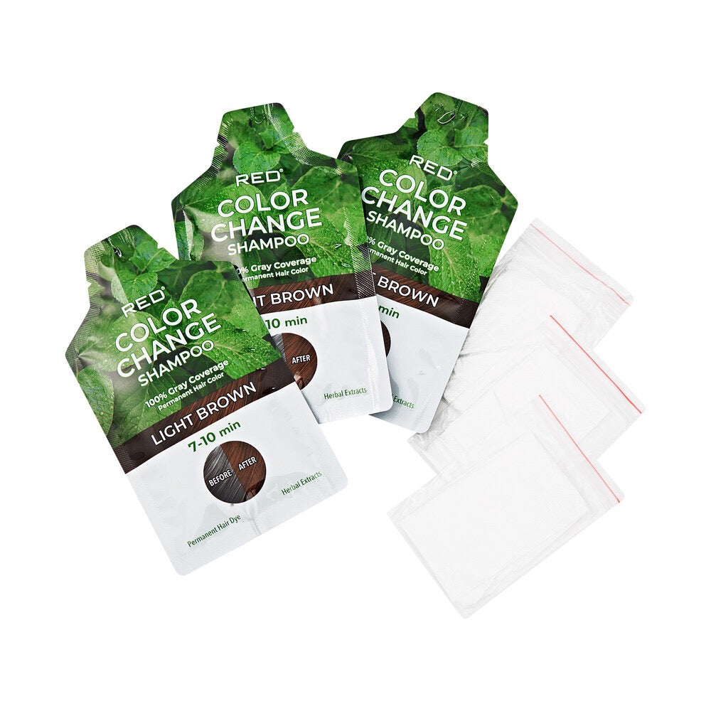 KISS Color Change Shampoo 3 Pouches Medium Brown